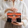 Ioracida Custom Cheer Makeup Bags, Personalized Name Travel Toiletry Cosmetic Bag, Customized Cheerleader Travel Zipper Pouch, Waterproof Cheerleading Toiletry Bags with Handle, Orange Glitter view 2