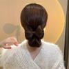 2 Pcs Bowknot Wig Clips Fake Hair Buns Clip Hair Bow Hairpiece Barrettes Hair Extensions Clips Decorative Hair Styling Clip for Women Girls (Brown Black) view 3