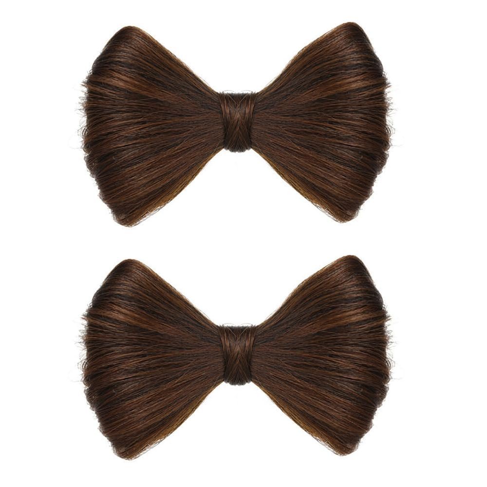 2 Pcs Bowknot Wig Clips Fake Hair Buns Clip Hair Bow Hairpiece Barrettes Hair Extensions Clips Decorative Hair Styling Clip for Women Girls (Light Brown)