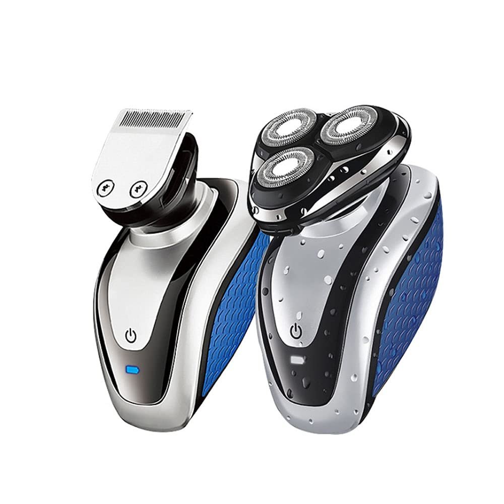 CARUTU Mens Electric Razor, Dry Wet Waterproof Man Rotary Facial Shaver Portable Face Shaver Cordless Travel USB Rechargeable for Dad Husband Shaving (2 in 1, One Shaver)