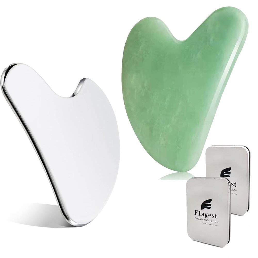 Flagest Stainless Steel Gua Sha Facial Tools Gua Sha Jade Massage Tool Guasha Face Sculpting Tool Skin Care