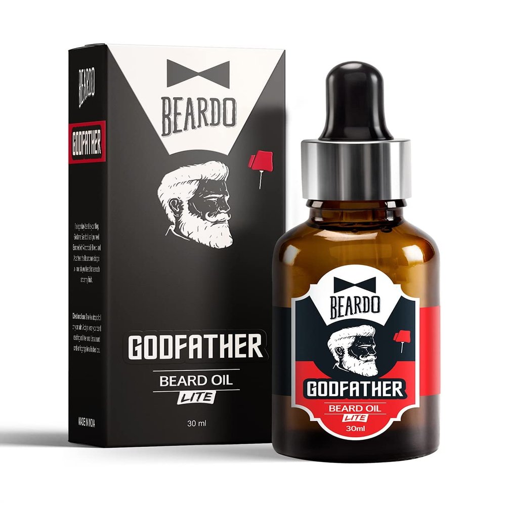 Bearr.doo Godfatther Lite Beard and Moustache Oil, 30 ml | Beard Oil for men | Non-Sticky, Light; Almond Oil, Aloe vera, Vitamin E, Shiny Nourished Beards