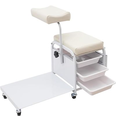HKFGSHOP Foot Bath Spa Trolley Cart, Pedicure Stand Salon Foot Massage Station, Adjustable Pedicure Stool with 3 Basins of Storage Space, 360 Rotating Hand Support, for Nail Foot Bath SPA