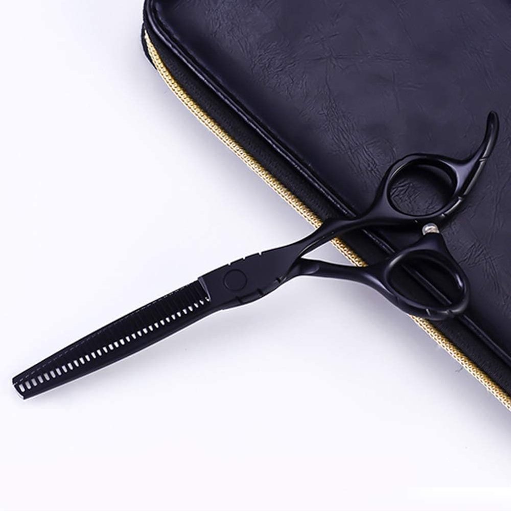 6 Inch Hair Cutting Scissors Super Sharp Hair Scissors with Case-Sharp and Precise Cut | Perfect for Women and Men | Hairdressing Scissors Haircut(Black,ToothCut6Inch)