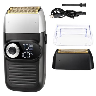 2 in 1 Rechargeable Electric Shaver LCD Display Portable Cordless Men Reciprocating Razor Beard Trimmer(Black)