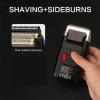 Rechargeable Cordless Electric Shaver for Men with LCD Double-Blade Razor Facial Care Hairdressing Scissors Small Razor(Black) view 4