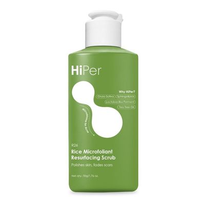 HiPer Skin Rice Microfoliant Resurfacing Face Scrub (50 gm) Gentle Exfoliation with Rice & Tea Tree Oil Polishes Skin & Fades Scars Allantoin, Sphingolipids & Lactobacillus For Acne Prone Skin