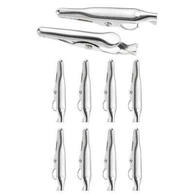 MECCANIXITY 10Pcs Alligator Hair Clips, 35/28.8 x 5 mm(LxW) Silver Metal Curls Crocodile Clamps for Hair, Bow Making, Grips DIY Accessories Hairpins