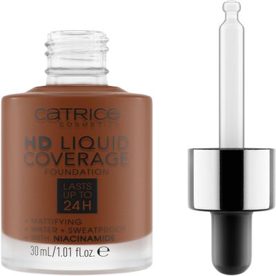 Catrice | HD Liquid Coverage Foundation | 24H Wear, Matte Finish, High Coverage, Waterproof Formula with Niacinamide | Vegan & Cruelty Free (097 | Cool Mocha)
