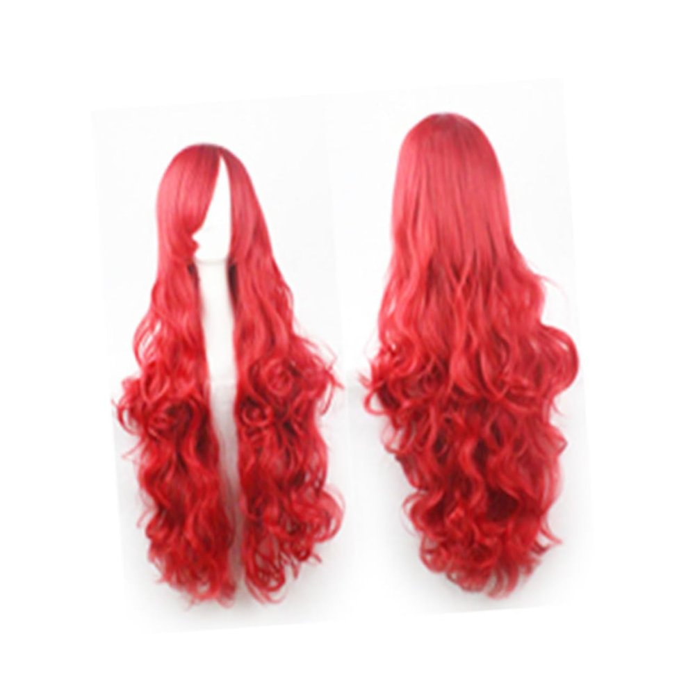 NULYLU Long Wavy Wig 80cm Synthetic Hair Extension Women's Ladies Cosplay Wig Bangs