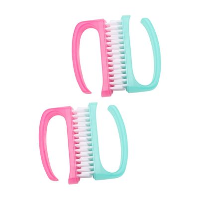 BELLIFFY 4pcs Manicure Nail Brush Nail Buffer Cleaning Tool for Hand Portable Art Dust Brush Comfortable Handle Random Color