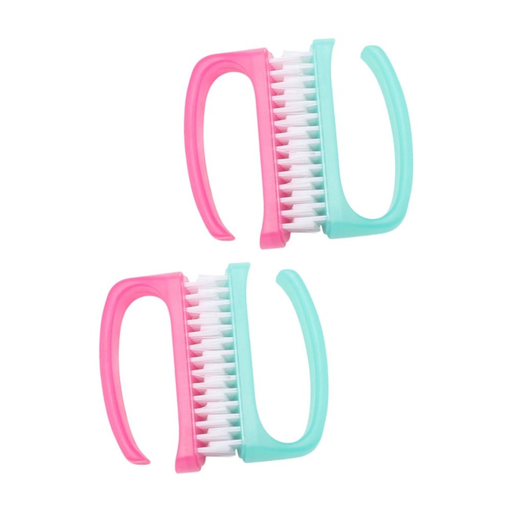 BELLIFFY 4pcs Manicure Nail Brush Nail Buffer Cleaning Tool for Hand Portable Art Dust Brush Comfortable Handle Random Color