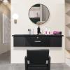Black Wall Mount Salon Station, Beauty Salon Stations Equipment, Hair Salon Station Cabinet, Salon Stations Storage Cabinets, Black Hair Salon Station, Barbershop Equipment Cabinet, Bathroom Dresser view 2