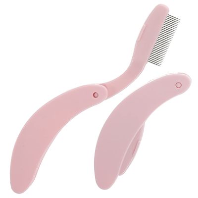 MOTHNUR 2pcs Eyebrow and Eyelash Comb Stainless Steel Eyelash Separator and Eyebrow Brush Portable Makeup Tools for Salon and Home Use for Beginners and Professionals Pink