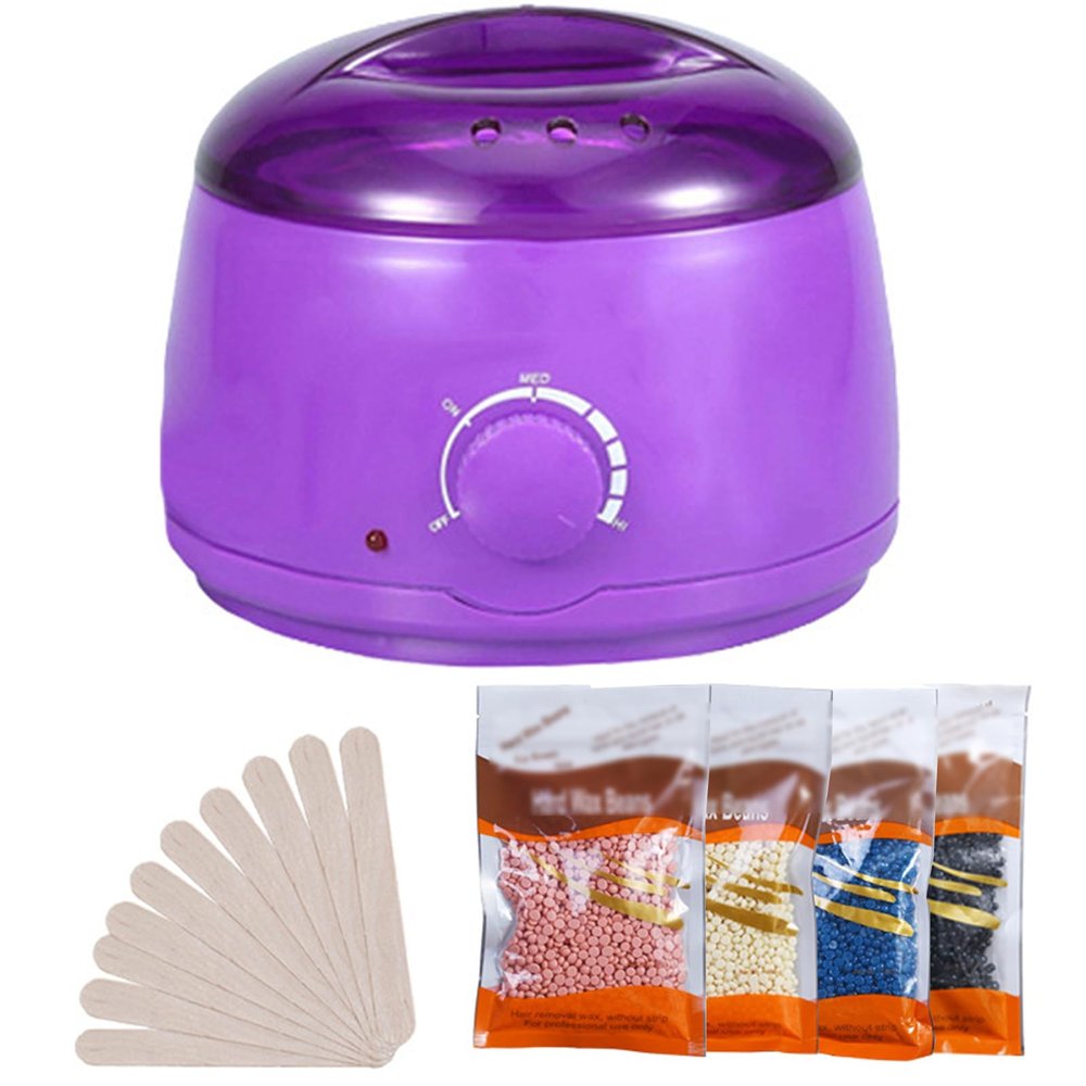 100W Smart Wax Melting Machine,Electric Non-Stick Candle Wax Melter Pot,Electric Wax Melter,500 ml Large Capacity,Equipped with Wax Beans and Wax Sticks,for Hair Removal and Wax Melting(Color:Purple)