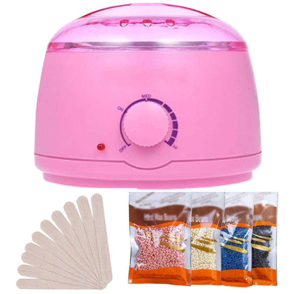 100W Smart Wax Melting Machine,Electric Non-Stick Candle Wax Melter Pot,Electric Wax Melter,500 ml Large Capacity,Equipped with Wax Beans and Wax Sticks,for Hair Removal and Wax Melting(Color:Pink)