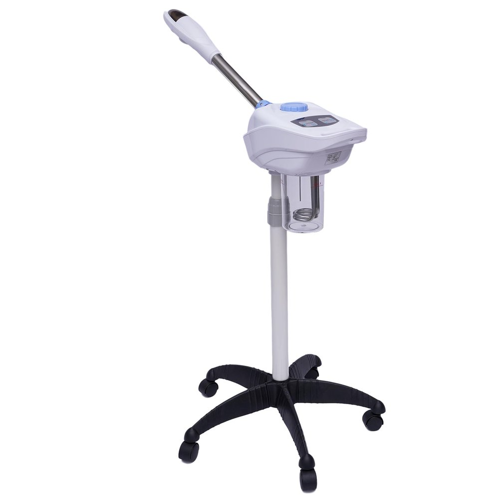 2 in 1 Vertical Roller Facial Steamer, Portable Removable Steamer Professional Beauty Misting Machine, Warm Steam Facial Humidifying Device with 360Rotatable Nozzle and Herbal Mug