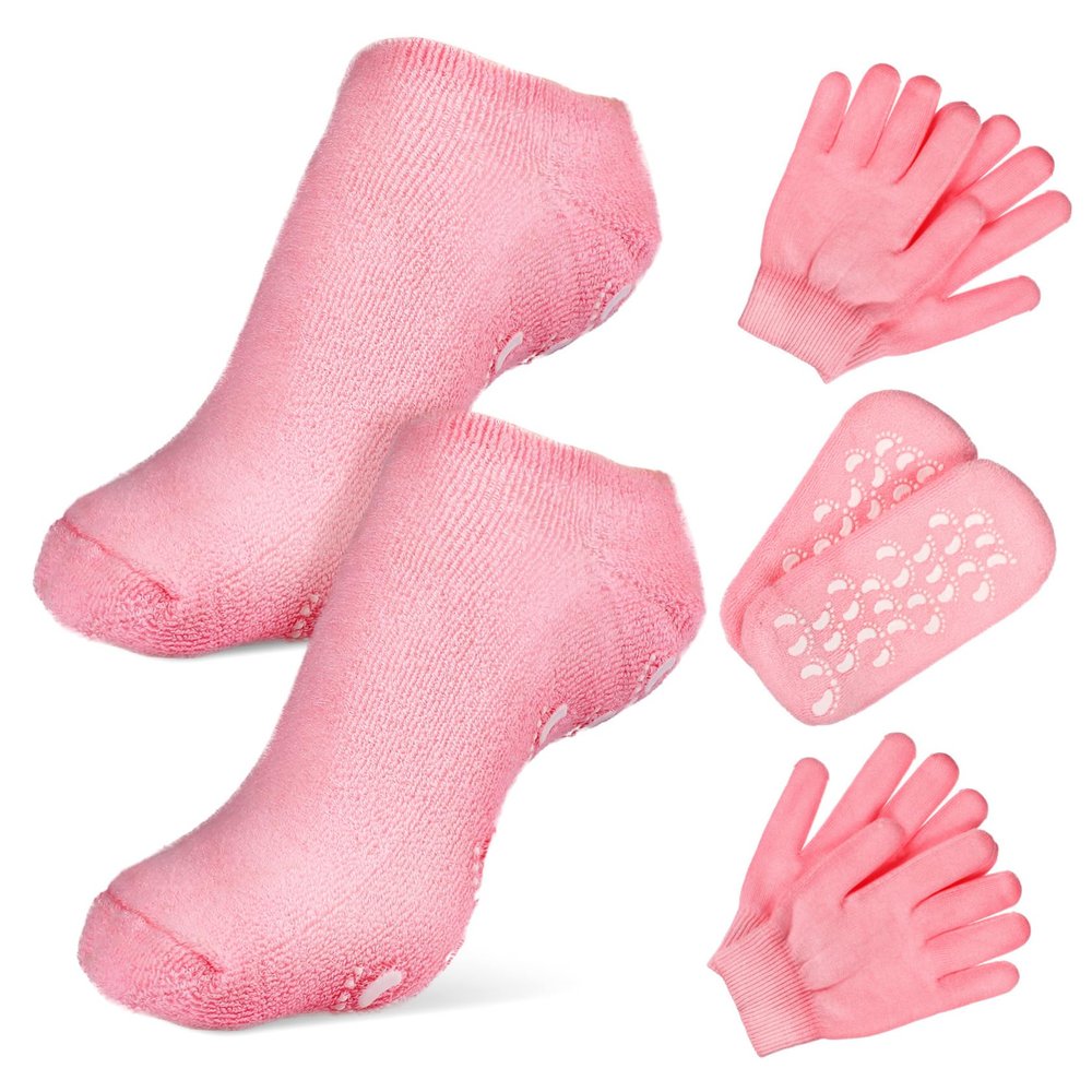LALADEFIEE 2sets Moisturizing Socks and Gloves Spa Quality Foot and Hand Care for Soft Smooth Skin Daily Moisturizing Therapy and Relaxation