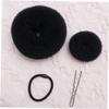 ADOCARN 22pcs Hair Bun Set with Donut U-shaped Clips Elastic Bands for Quick Updos Hairdressing Accessories for Elegant Styles at Dance Black view 4