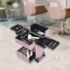 BIXIBIN Rolling Makeup Train Case with 6 Compartments, 4 Silent Wheels, Pink with Lockable Drawer for Salon Barber Traveling Cart Trunk,Makeup Artists and Beauty view 3