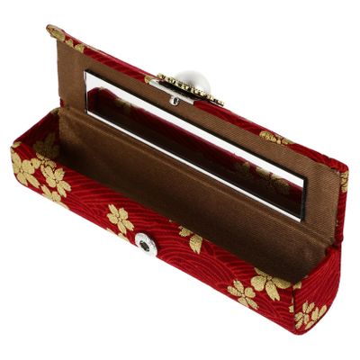 BELLIFFY Retro Lipstick Case for Cosmetics Slim Lipstick Storage Organizer for Travel Makeup for Parties and Gifting Birthdays Holidays Delicate Cherry Blossom Design