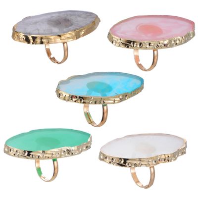 BELLIFFY 5pcs Resin Agate Nail Art Palette Manicure Ring for Mixing Colors for Nail Shops Professional Use and Displaying Finished Designs