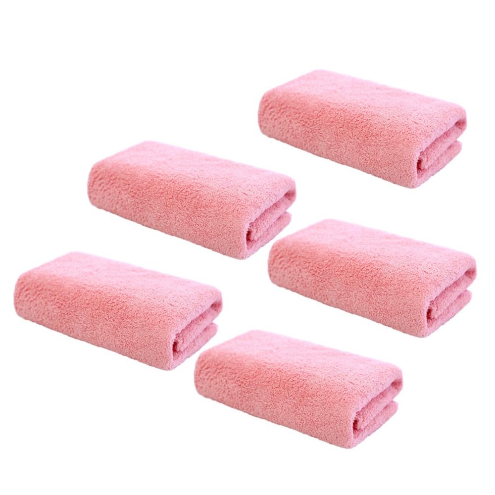 ADOCARN 5pcs Microfiber Makeup Remover Towels Soft Fleece Face Washing Cloths for Women Travel-Friendly Highly Absorbent and Durable Pink