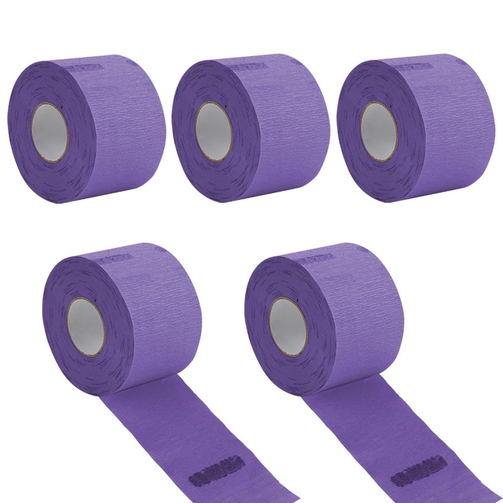 Adorila Barber Neck Strips  5 Rolls (500 Strips, Purple), Disposable Self-Adhesive Neck Paper Bands for Hair Cutting, Salon & Stylist Supplies