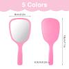 2Pcs Small Hand Held Mirror for Makeup Travel Cosmetic Portable Vanity Glass Plastic Oval Shape Compact Personal Glass with Handle Reflection for Women Men Home Camping Barber Salon School view 2
