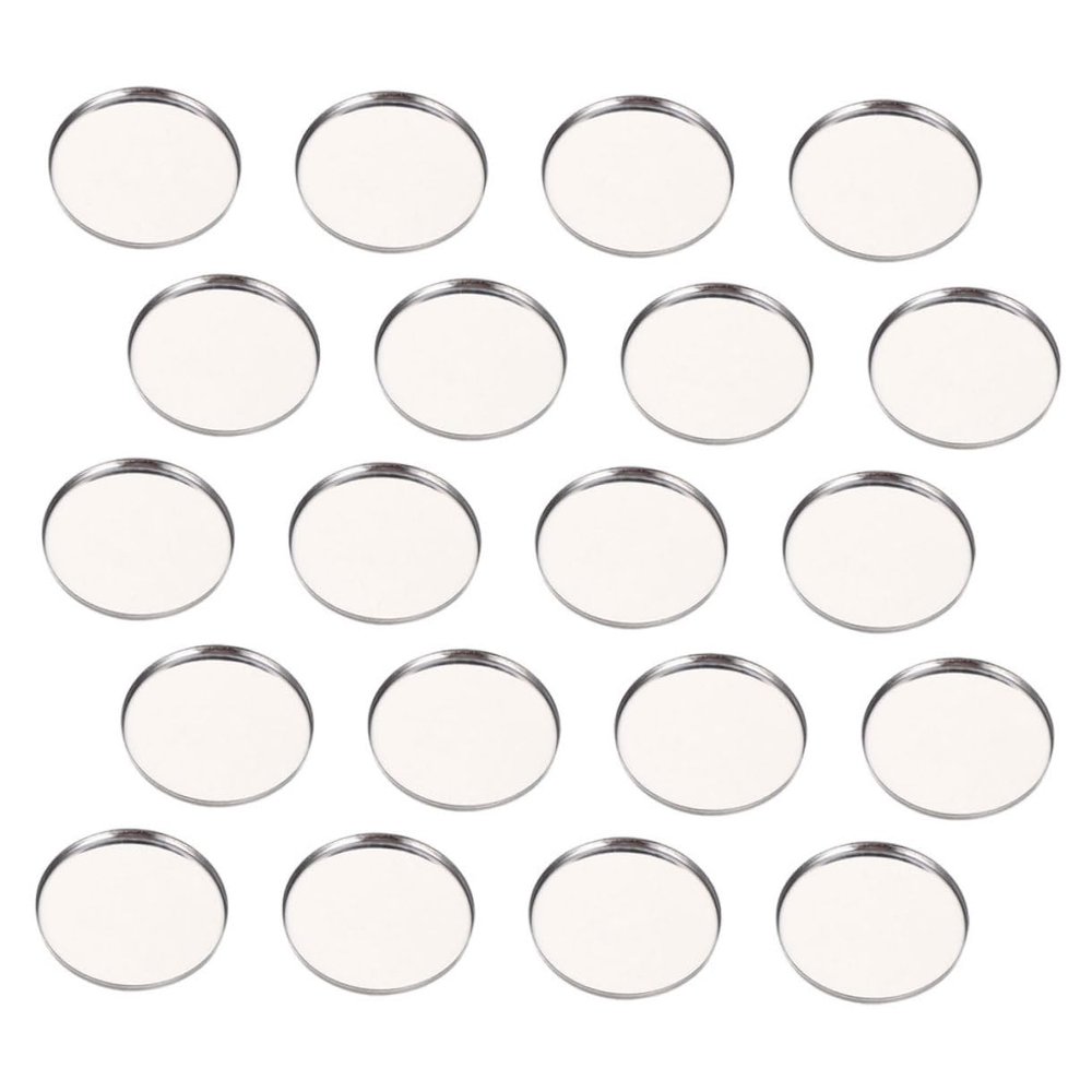 ADOCARN 50pcs Round Empty Stainless Steel Eyeshadow Plates for Diy Makeup Storage Versatile Makeup Tray for Eyeshadows Blush and Cosmetics for Travel and