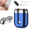 2025 New Model Double Head Electric ShavePocket Portable Travel Electric Shavers for MenUSB Rechargeable Electric ShaverPocket Size Washable Dual-Head Razor (Blue + Head) view 1