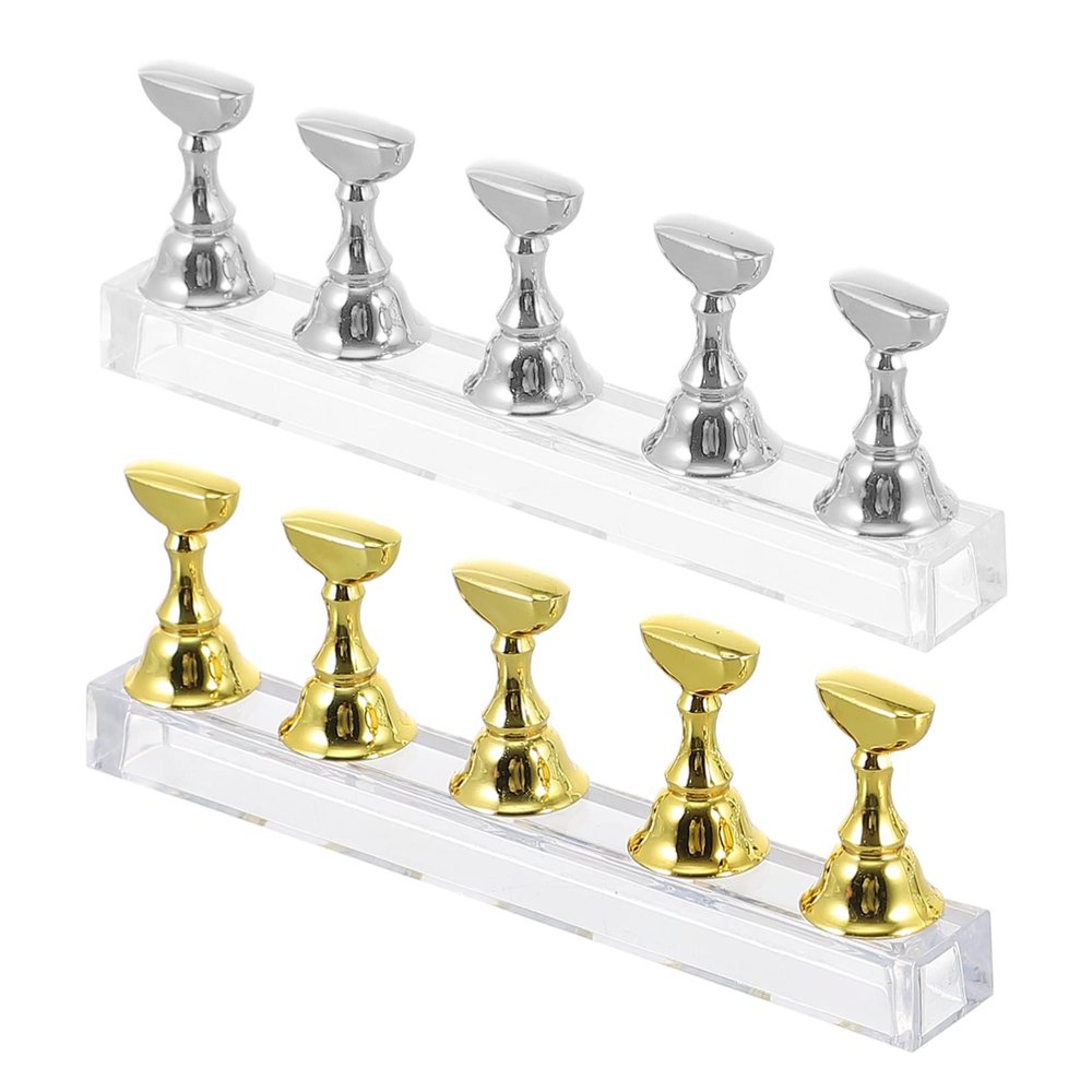 ADOCARN 2sets Manicure Nail Stand Magnetic Base Acrylic Nail Art Holder for Press Tips Comfortable and Stable Practice Display