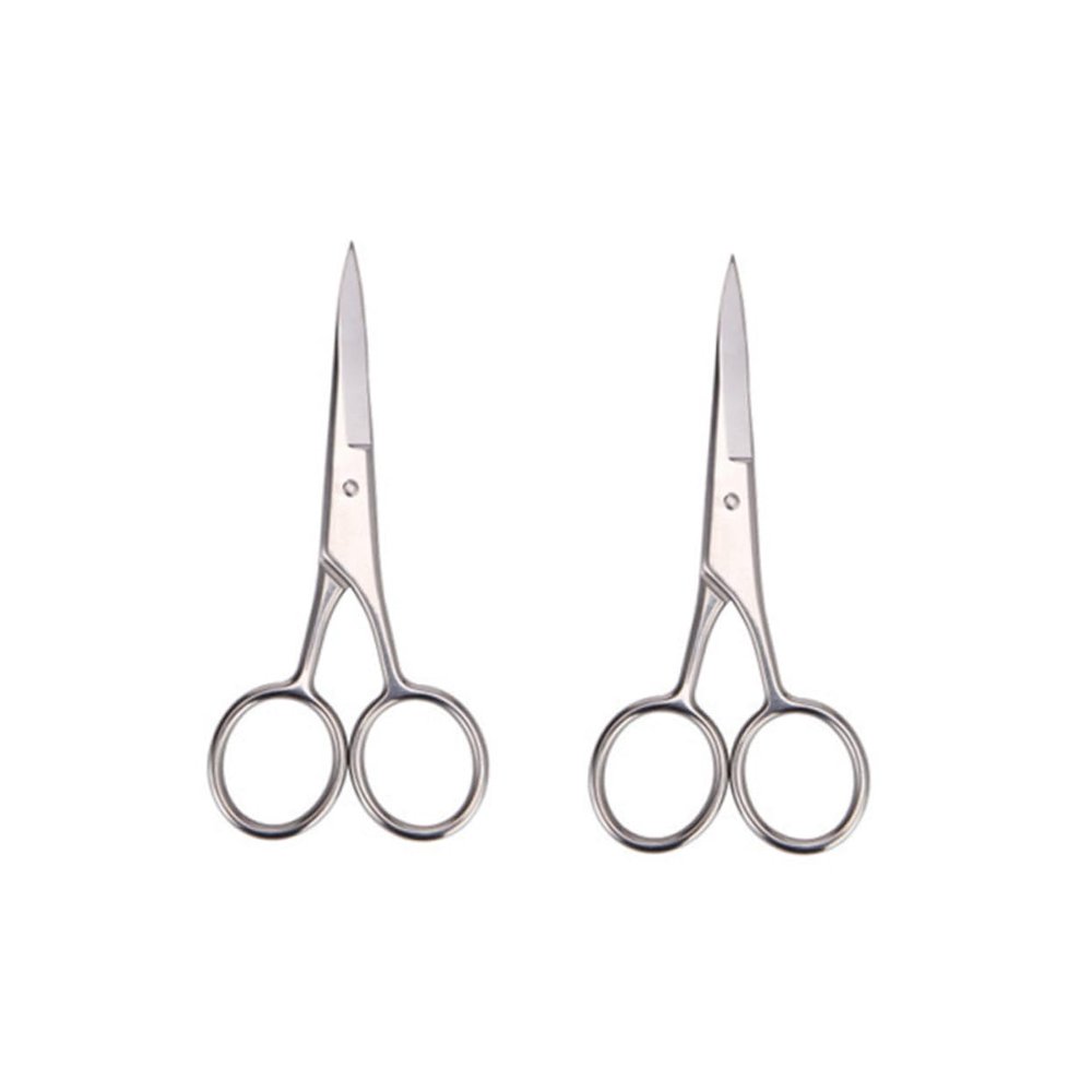 PAMINGONO 2pcs Endurance Stainless Steel Scissors for Beard Trimming Mustache Cutting Barbers Salons