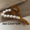 Metal Claw Clips,Pearl HairClips,Clips Large Plush Hair Clips Acrylic Heart Shape Pearl Headpiece with Shark Clip Hair Accessories with Large Clip(Black/White) view 2