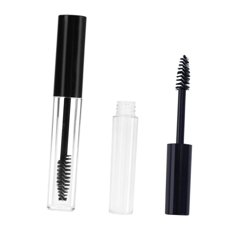 NULYLU 2pcs Eyelash Cream Bottle Empty Eyelashes Tube Brush Lid Large Small Transparent Design for Mascara Convenient Makeup Storage
