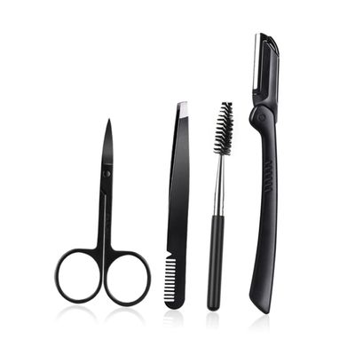 Gogogmee 4pcs Women Beauty Eyebrow Tools Eyebrow Trimmer Tweezers Brush Clip for Beginners