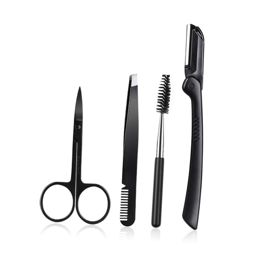 Gogogmee 4pcs Women Beauty Eyebrow Tools Eyebrow Trimmer Tweezers Brush Clip for Beginners