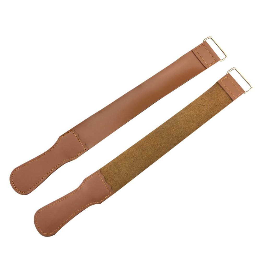 PAMINGONO 2pcs Leather Strop Set Sharpening Cloth for Straight Barber Tools for Professional Shaving Woodworking Applications