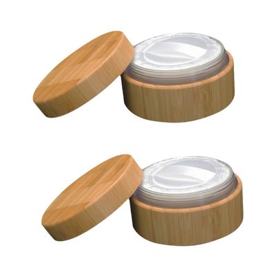 BELLIFFY 2pcs 30ml Bamboo Dusting Powder Box Puff Stylish Makeup Powder Jar for Travel