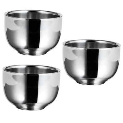 BELLIFFY 3pcs Stainless Steel Shaving Foaming Bowl for Men and Beard Bubble Bowl for Home and Salon Use Compact Design for Travel and
