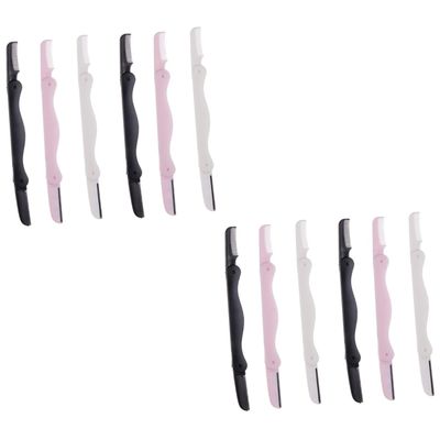 NULYLU 12pcs Facial Razor Knife Eyebrow Kit for Women Precision Trimmer Double-sided Blade Easy Storage and Safety Cover