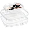 3PCS Clear Hard Plastic Zipper Case, Double Zippers Hard Pouch, Portable Travel Organizer Bin Clear Makeup Bag for Toy Storage, Snack Bag, Cosmetics, Pencil Case, Diaper Bag, Toiletry Bag (2M+1S) view 1