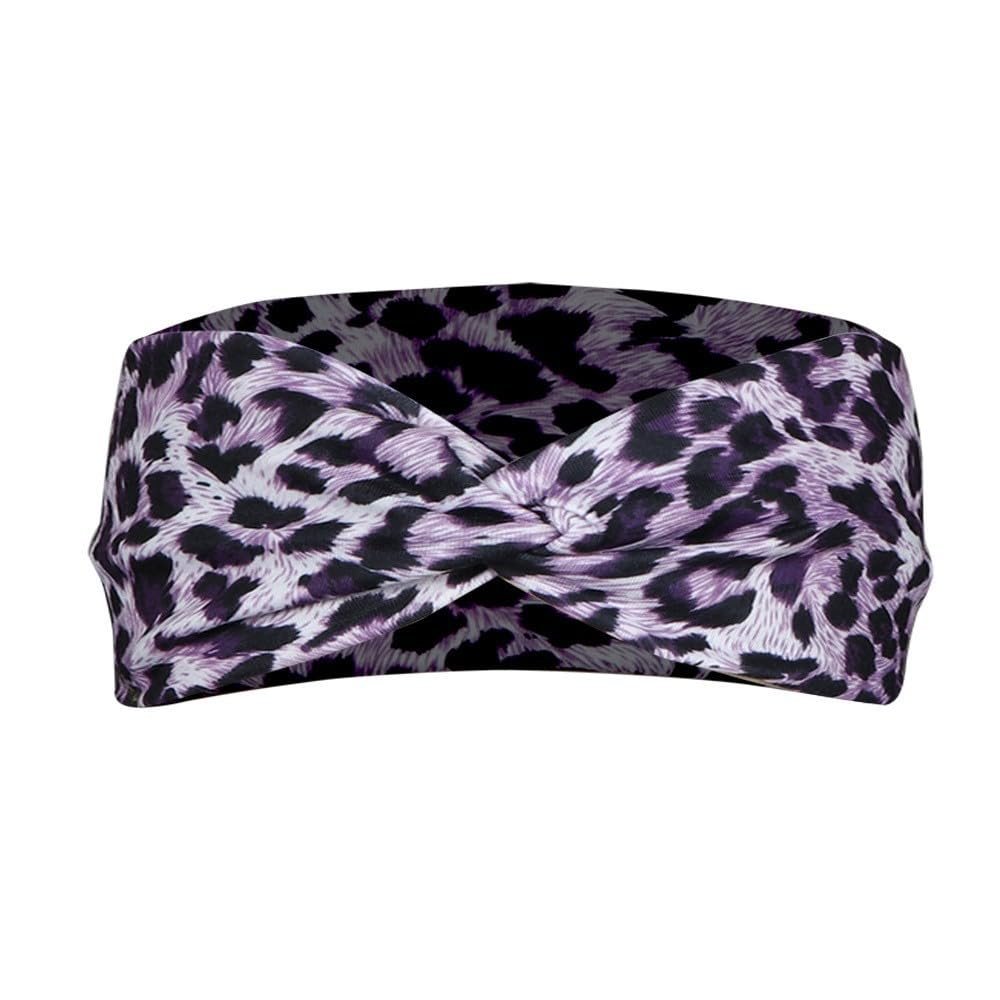 1 Pcs Purple Fashion Women Leopard Print Cross Elastic Headband Gym Hairband Hair Women's Fashion Headbands,Purple Cheetah Print Headband,Hair Accessories