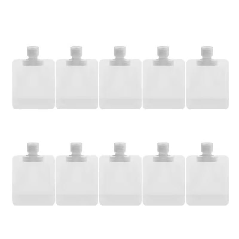 10 Pcs Portable Fluid Packing Bags , Cosmetic Bags 2022 New Travel Size Refillable Empty Squeeze Pouch, Premium Clear Travel Pouches for Toiletry, Lotion Shampoo Shower Gel Squeezable Bags (30ml)
