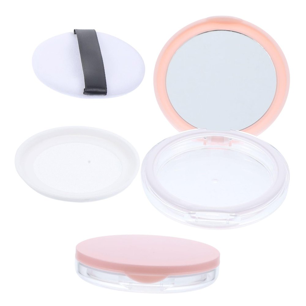 ADOCARN 2pcs Portable Loose Powder Case with Puff Makeup Powder Box for Easy Storage and Travel Lightweight Design for Daily Cosmetic Needs for Makeup Bags