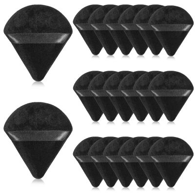 20 Pcs Triangle Makeup Puffs, Dual-Side Soft Powder Puff for Loose & Setting Powder, Reusable Face Makeup Sponges, Professional Blending and Baking, Black