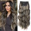 Black Mix Blonde Hair Extensions 4PCS Blonde Highlight Clip in Hair Extensions for Women 20 Inch Long Wavy Curly Hair Extension Highlight Syntheitc Hairpieces view 1