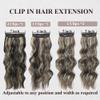 Black Mix Blonde Hair Extensions 4PCS Blonde Highlight Clip in Hair Extensions for Women 20 Inch Long Wavy Curly Hair Extension Highlight Syntheitc Hairpieces view 3