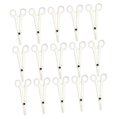 Ipetboom 25pcs Disposable Body Piercing Clamps Plastic Forceps Diagonal Pliers for Professional Use Smooth Action for Ears Lips Navel Nose and More