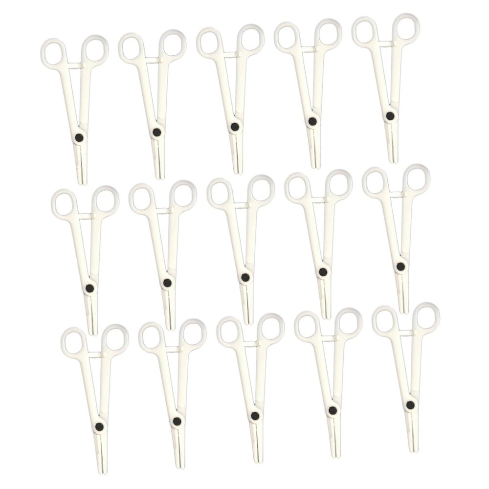 Ipetboom 25pcs Disposable Body Piercing Clamps Plastic Forceps Diagonal Pliers for Professional Use Smooth Action for Ears Lips Navel Nose and More